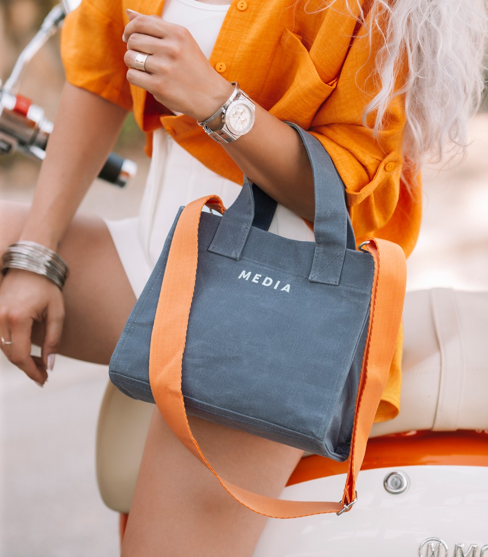 Mumlu Kanvas Çanta Grey Mini