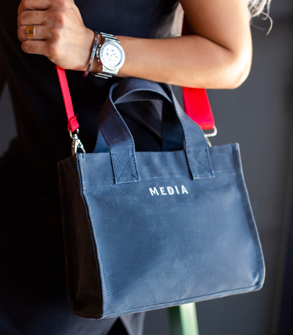 Mumlu Kanvas Çanta Navy Blue Mini